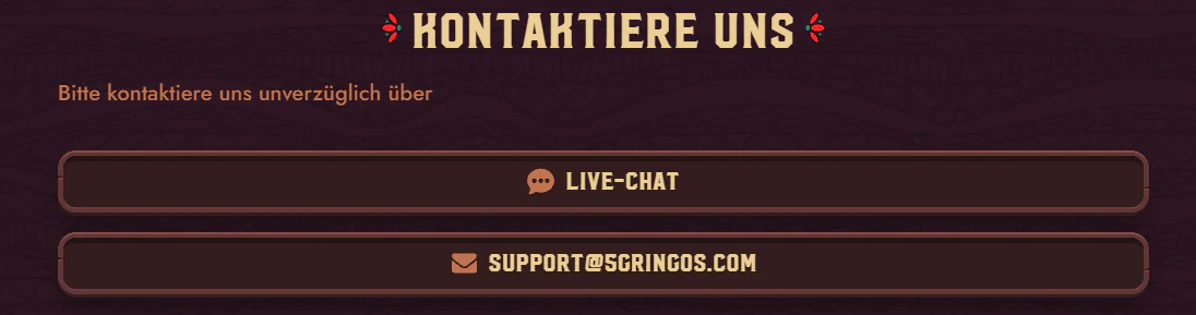 5 Gringos Casino klantenservice met livechat en e-mail via support@5gringos.com
